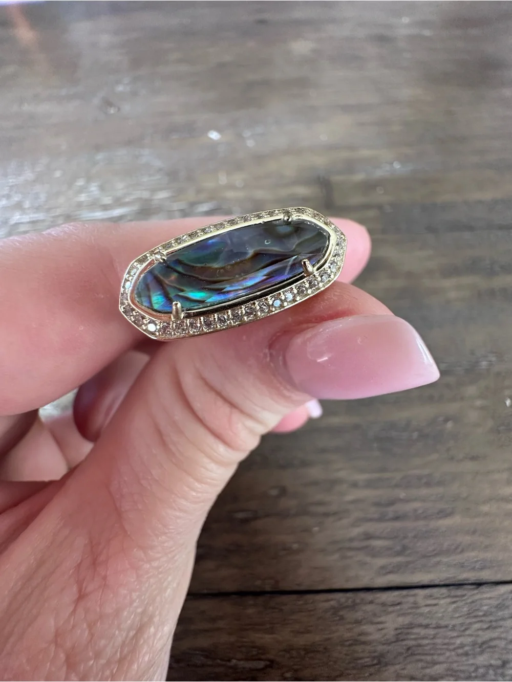 Kendra Scott Gold Abalone Oval Ring - Iridescent Blue Green
